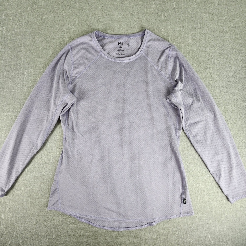 REI Co-op Womens Large‎ Lavender Long Sleeve Active Shirt Pointelle Hiking Top